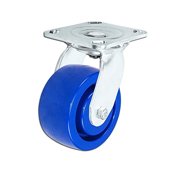 4"x2" Stainless Steel Swivel Caster, Blue Solid Poly Wheel, 800 Lb